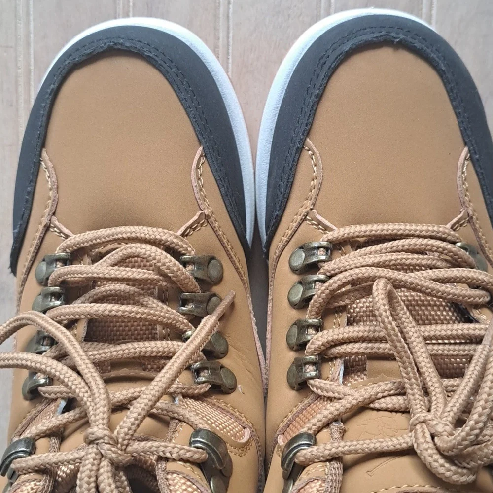 NWT Beverly Hills Polo Club Youth Causal Brown Blk Leather Lace-Up Hiking Boots - Picture 4 of 13